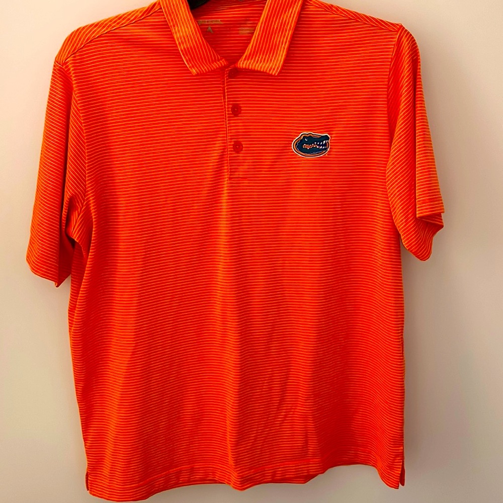 Orange, L, Antigua, short sleeve Florida Gator pole style shirt